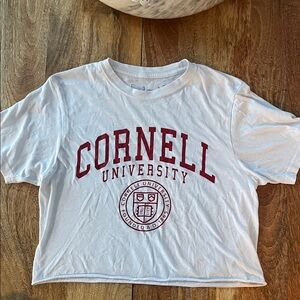 White Crop Top with Red Logo